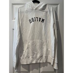 Malibu Hiro Clark White Hooded Sweatshirt Size Medium 100% Cotton Beach Summer